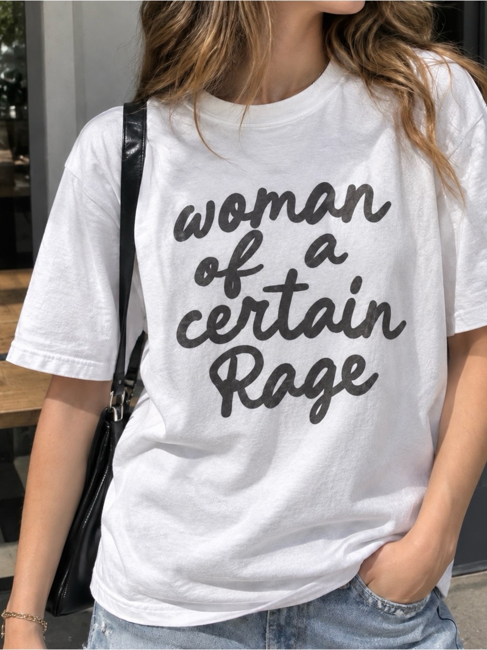 Woman Of A Certain Rage Minimalist Edgy Aesthetic Statement Womens Graphic Tee